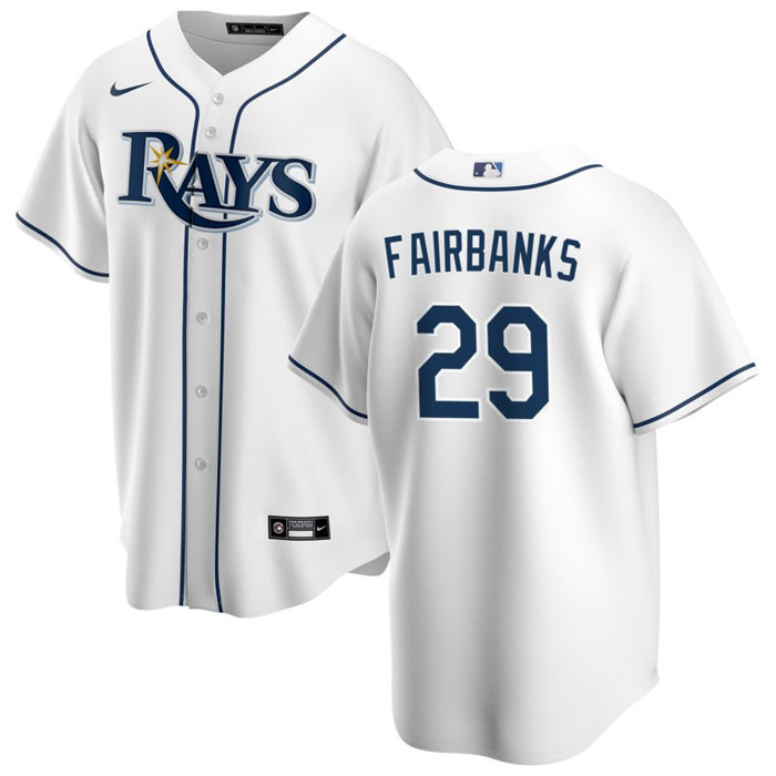 Men's Tampa Bay Rays #29 Pete Fairbanks White Cool Base Stitched Baseball Jersey